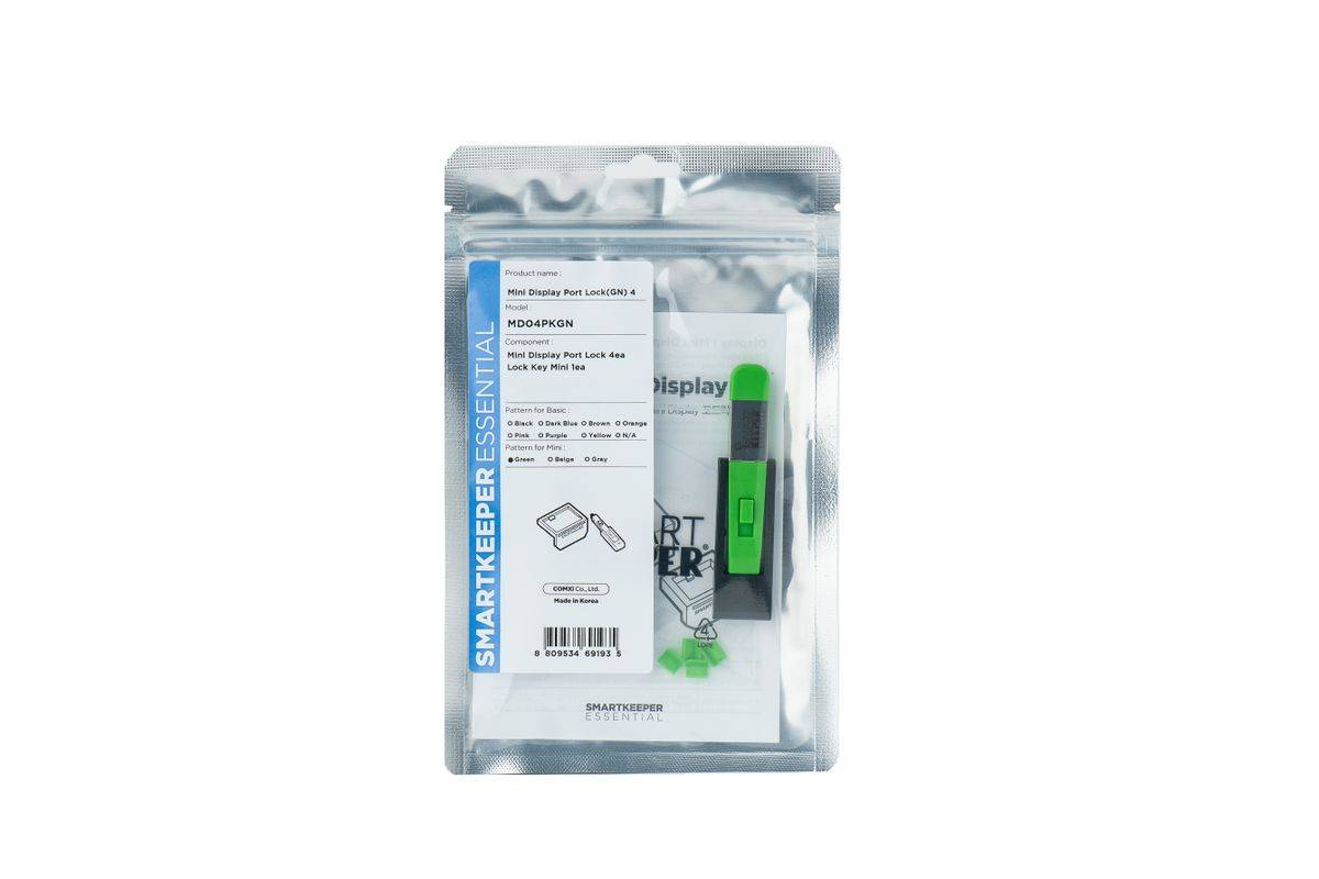 SmartKeeper Mini "MiniDisplayPort" blocker groen 4 stuks + sleutel-0
