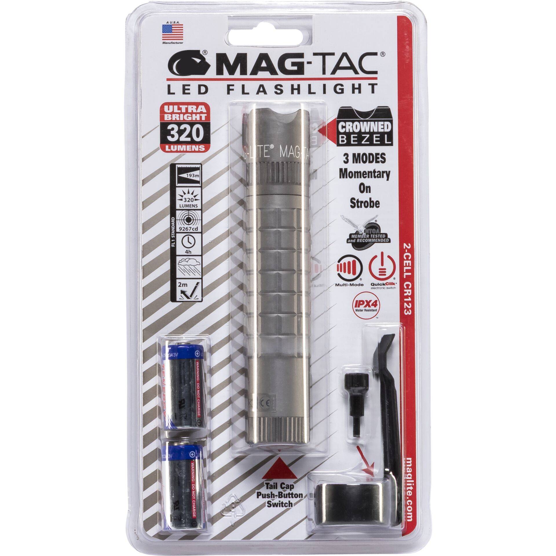Maglite Mag-Tac zaklamp met kroonvormige ring, grijs-0