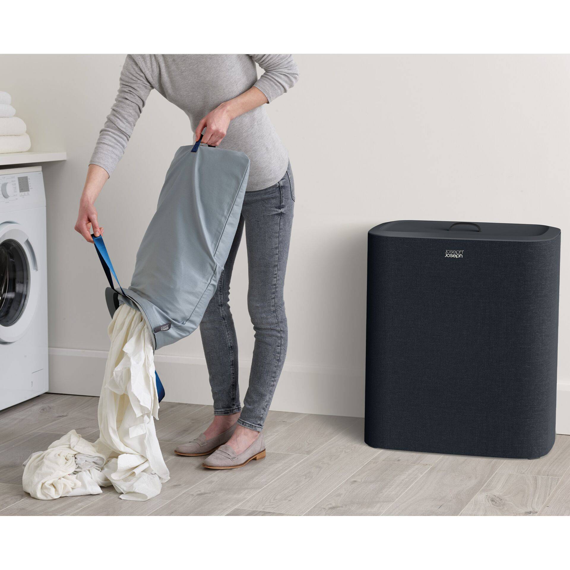 Joseph Joseph Tota Trio grijze wasmand van 90 liter-0