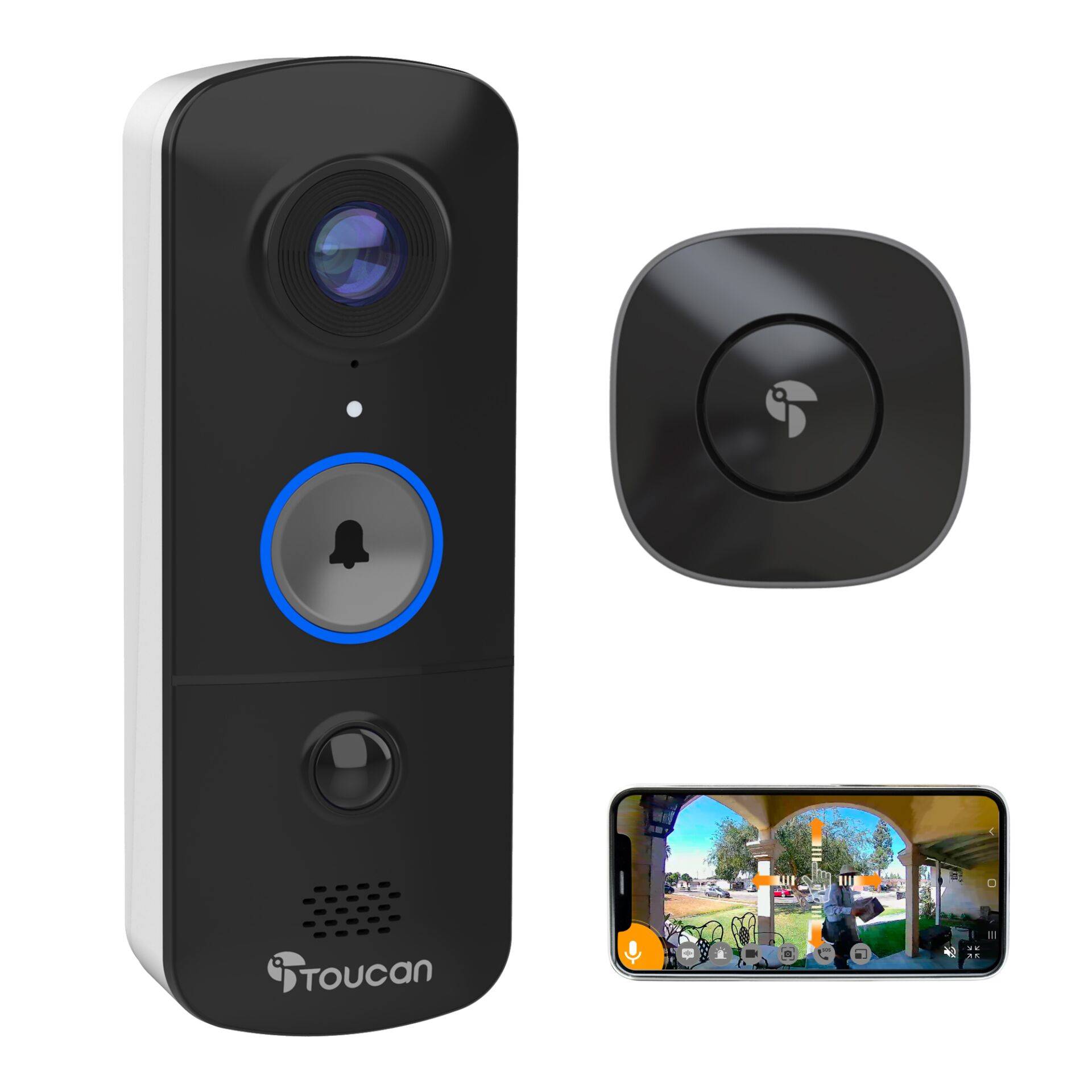 Toucan Wireless Video Doorbell with Chime V3-1