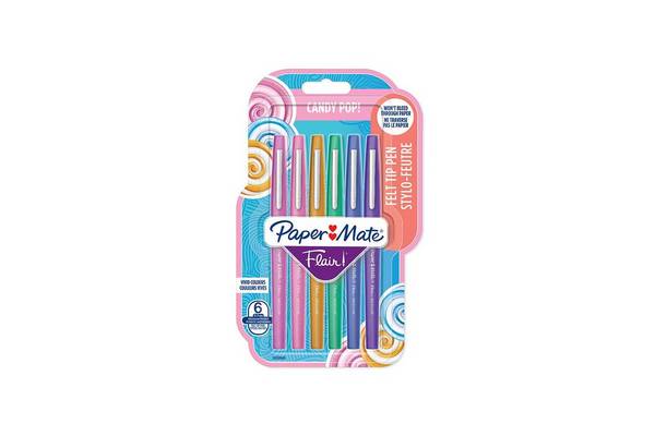 Fineliner Paper Mate Flair Candypop assorti 1.0mm blister à 6 stuks