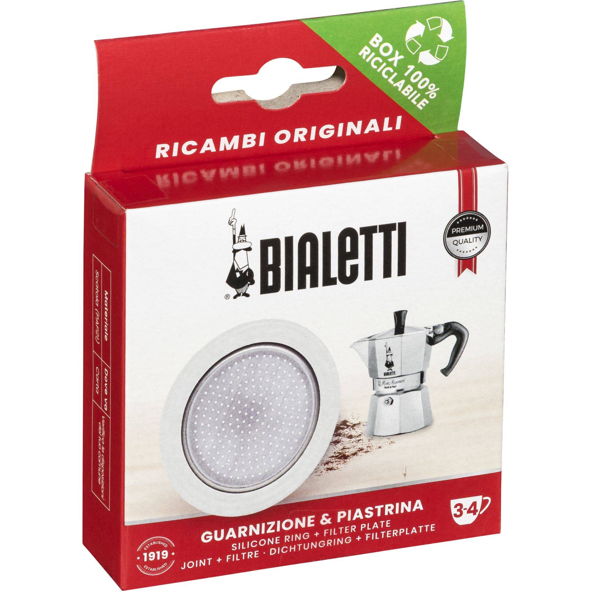 Vervangingsonderdelen voor Bialetti-motoren: 1 vervangende pakking + 1 filter (2 cups)-0