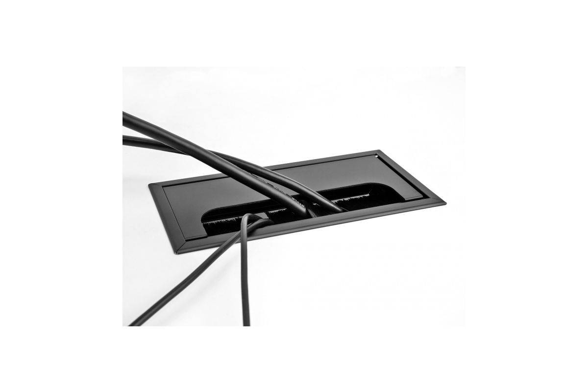 Delock Cable grommet for table mounting with brush 160 x 80 x 28 mm black-2