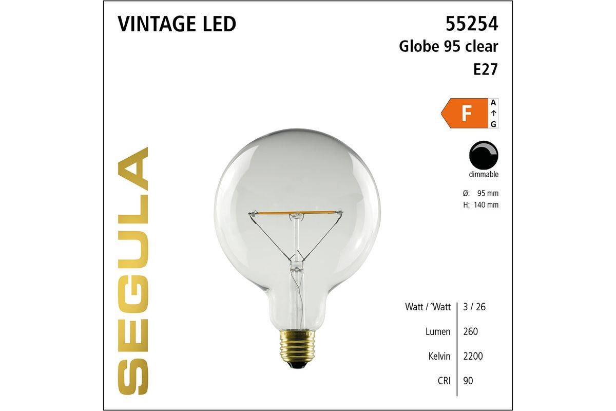 Segula 55254 LED-lamp Energielabel F (A - G) E27 Globe 3 W = 26 W Warmwit (Ø x l) 95 mm x 140 mm 1 stuk(s)-1