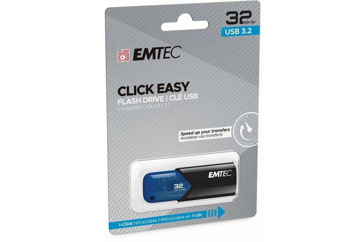 EMTEC USB-stick 32 GB B110 USB 3.2 Click Easy Blauw-2