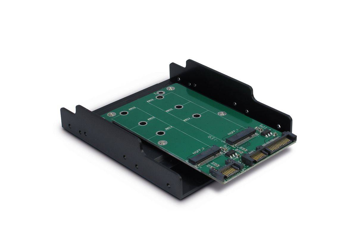 Inter-Tech draagframe KT005B PCI 3,5" 2xSATA -> 2xM.2 SATA detailhandel-0