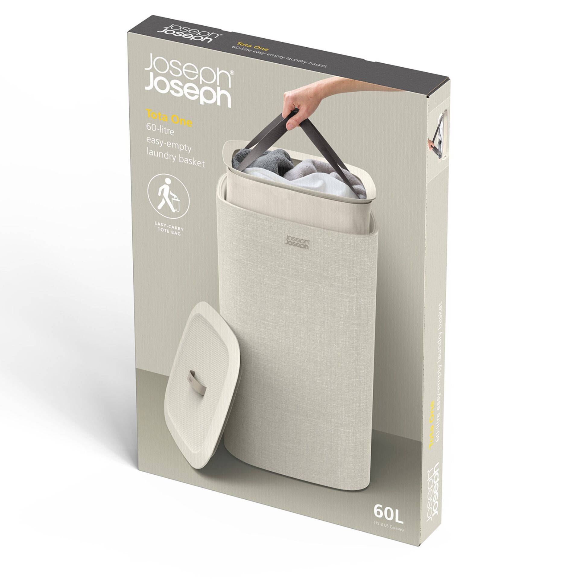 Joseph Joseph Tota One 60L ecru grote wasmand met één compartiment-1