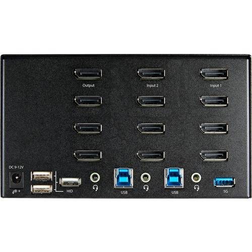 2 Port Quad Monitor DisplayPort KVM Switch - Desktop 4K 60Hz DP 1.2 KVM met 2 Port USB 3.0 Hub (5Gbps) & 4x USB 2.0 - 2-2
