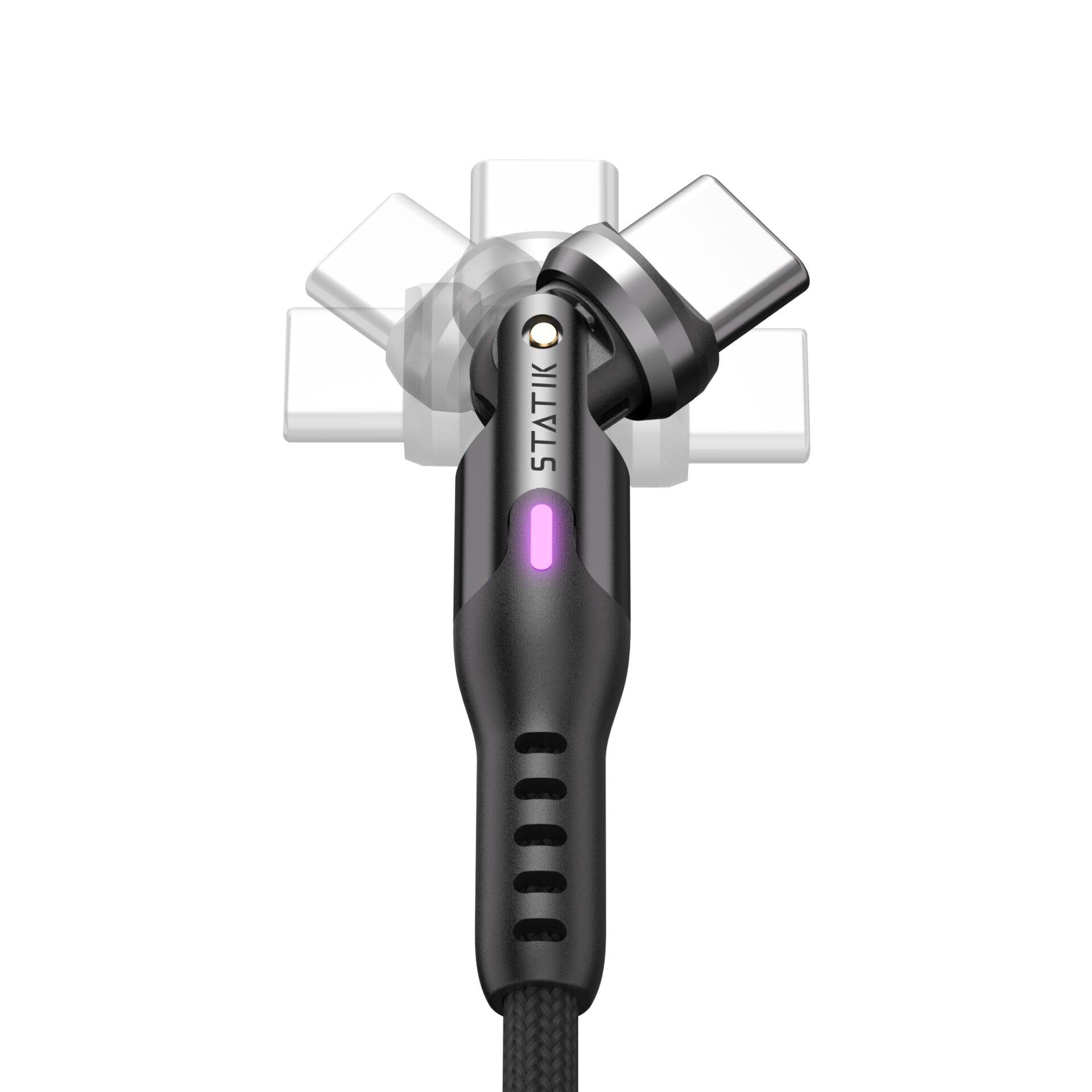 STATIK PowerPivot Pro gevlochten draaibare USB-C-kabel zwart 3m-1