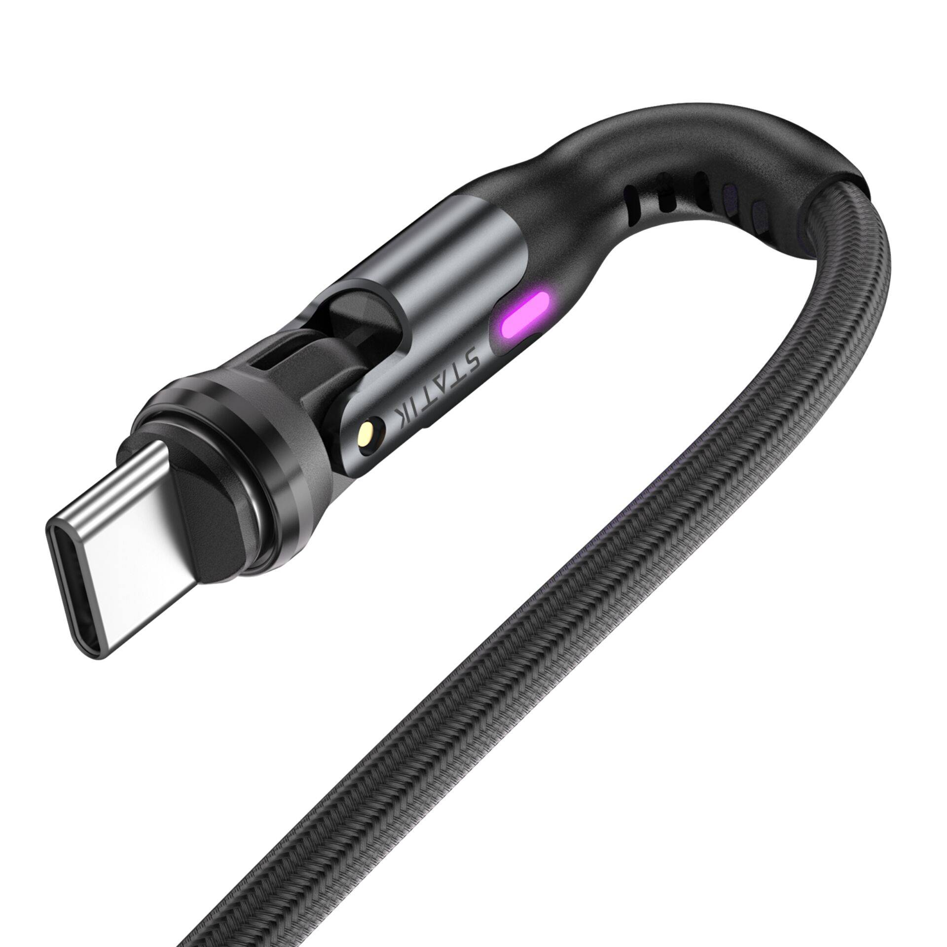 STATIK PowerPivot Pro gevlochten draaibare USB-C-kabel zwart 3m-2