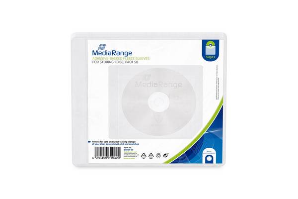 MediaRange non-woven zakken met lijm rug, transparant, verpakking van 50