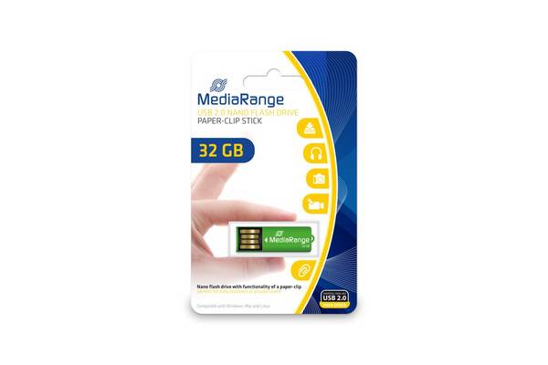 MediaRange USB Nanostick 32GB met clipfunctie groen