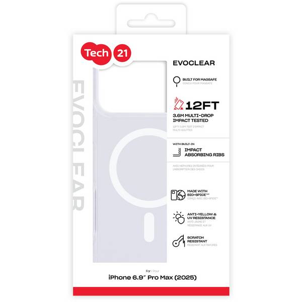 Tech21 EvoClear MagSafe-hoesje voor iPhone 17 Pro Max, transparant