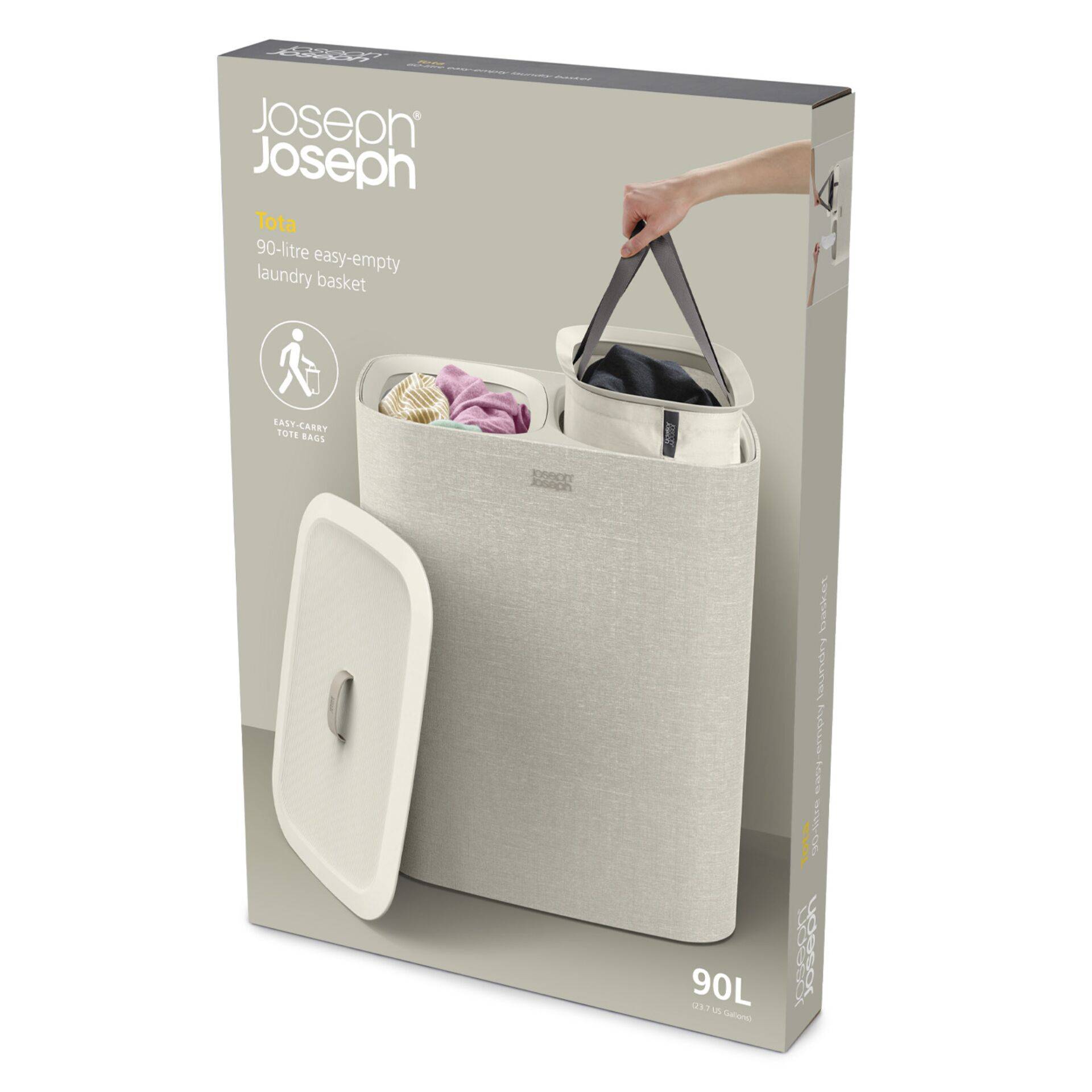 Joseph Joseph Tota ecru 90L Wasmand met scheidingsbak-1