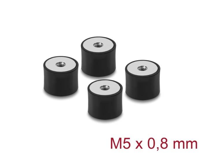 Delock Vibration Damper M5 x 0.8 mm D 20 x H 15 mm with 2 x internal thread 4 pieces black-0