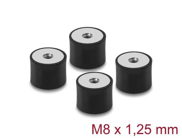 Delock Vibration Damper M8 x 1.25 mm D 30 x H 20 mm with 2 x internal thread 4 pieces black
