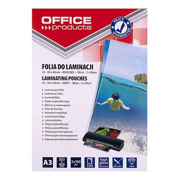 PBS OFFICE PRODUCTS Lamineerfolie, A3, 2x100 µm, glanzend, 100 stuks, transparant