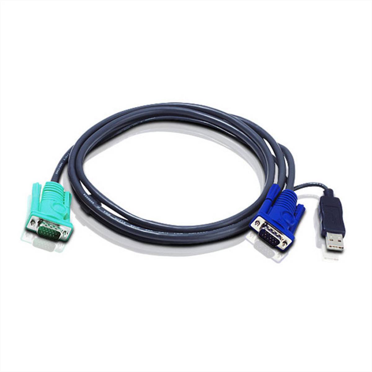 ATEN 2L-5201U KVM kabel VGA USB, zwart, 1,2 m-0