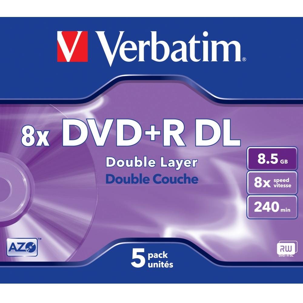 Verbatim DVD+R Double Layer discs in Jewel Case - 8-speed - 8,5 GB / 5 stuks-0