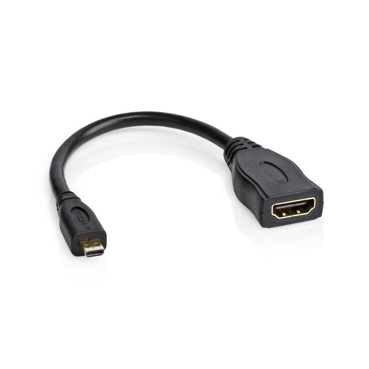 Micro HDMI - HDMI adapter - versie 1.4 (4K 30Hz) / zwart - 0,20 meter-0