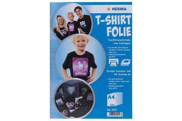 Herma T-shirt folie A4 v. donker + zwarte textiel 10 afgesloten 4527