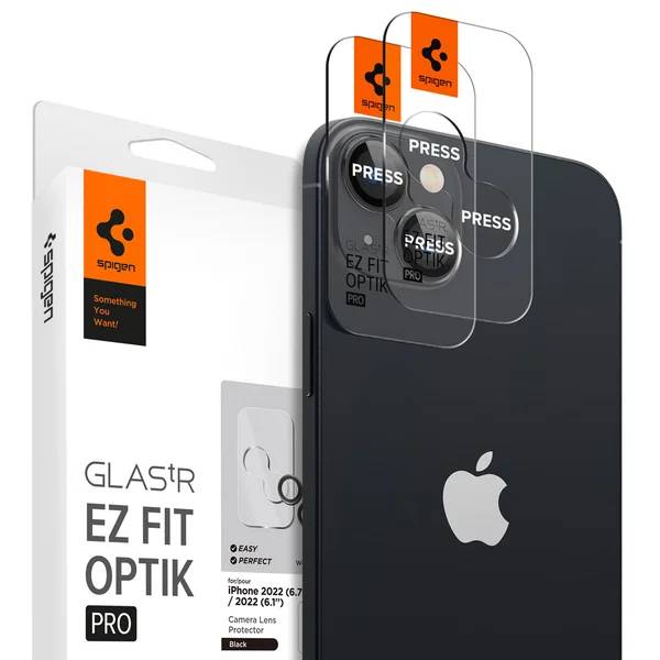 Spigen Optik Lens Protector - Full Camera bescherming (2-pack) Apple iPhone 15 / 15 Plus / 14 / 14 Plus - Black
