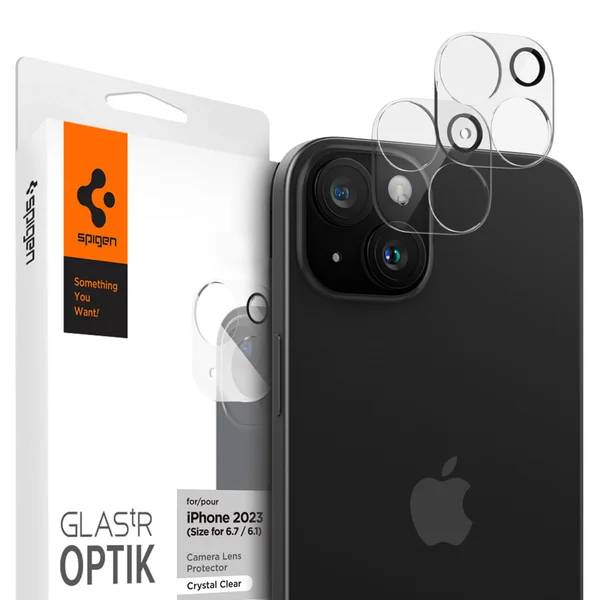 Spigen Optik Lens Protector - Full Camera bescherming (2-pack) Apple iPhone 15 / 15 Plus - Crystal Clear-0