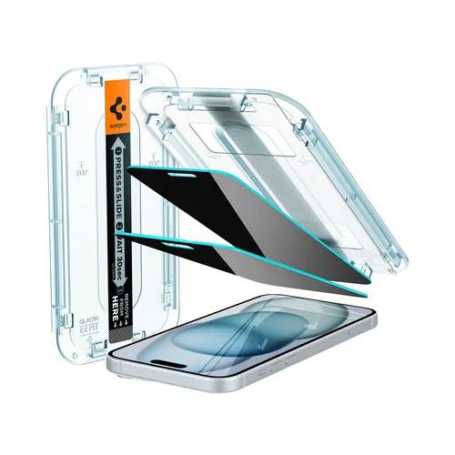 Spigen GLAStR Privacy EZ Fit Screenprotector + Applicator Apple iPhone 15 Plus-0