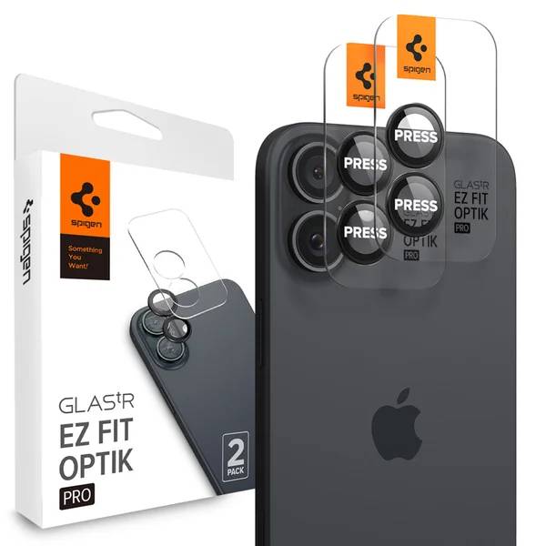 Spigen Optik Pro EZ Fit Lens Protector - Cameralens bescherming (2-pack) Apple iPhone 17 / 16 / 16 Plus - Black-0
