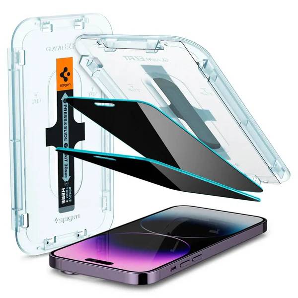 Spigen GLAStR Privacy EZ Fit Screenprotector + Applicator - 2-pack Apple iPhone 14 Pro Max