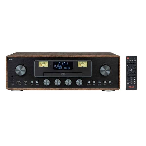 AKI AKAI AM-100 RHAPSODY Stereo-installatie 30 W RMS, Bluetooth 5.0, DAB+/FM, CD/USB, AUX, bruin zwart