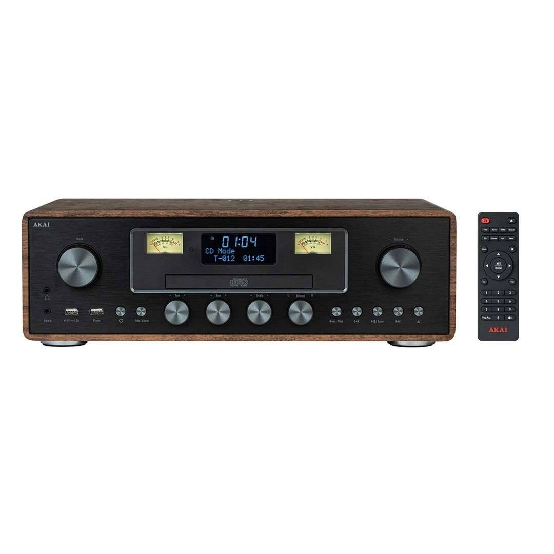AKI AKAI AM-100 RHAPSODY Stereo-installatie 30 W RMS, Bluetooth 5.0, DAB+/FM, CD/USB, AUX, bruin zwart-0