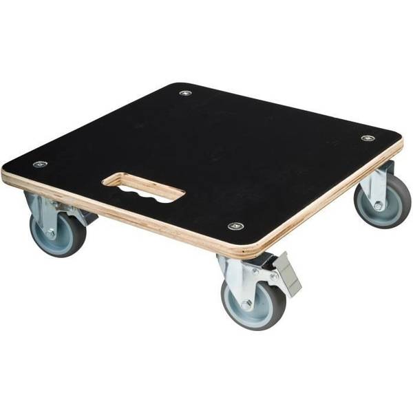 NATURE Plantstand op Wielen - Vierkante Plantentrolley - Zwart Hout - 38 x 38 cm - Laadvermogen 250 kg