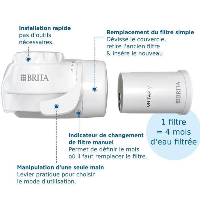 BRITA ON TAP Waterfiltratiesysteem - Tot 4 maanden gefilterd water - 3 werkmodi - 5 meegeleverde adapters-3
