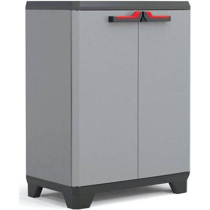 KETER STILO Laag Kast - Grijs/Zwart/Rood - 68 x 39 x 90 cm-0