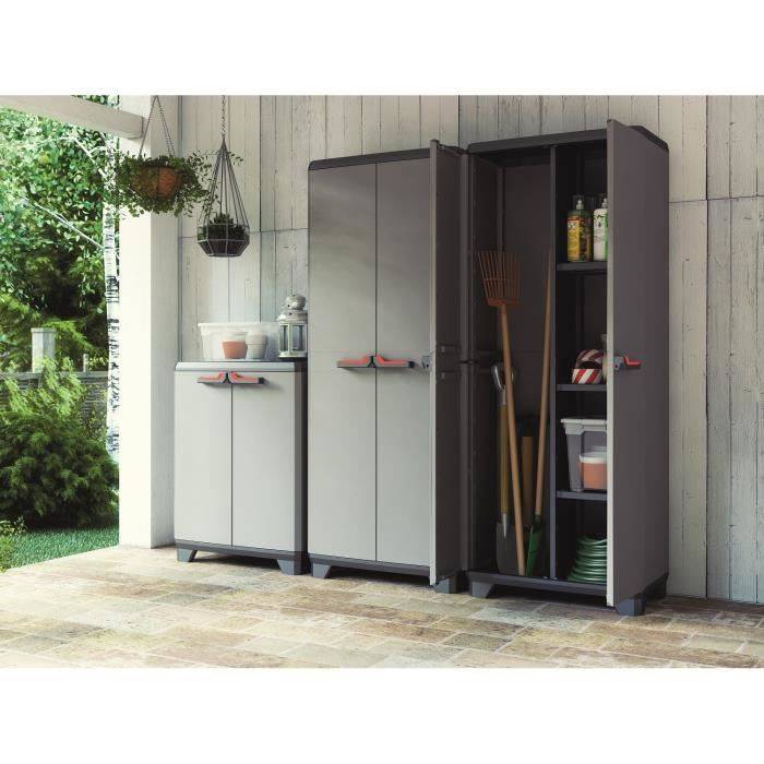KETER STILO Laag Kast - Grijs/Zwart/Rood - 68 x 39 x 90 cm-1