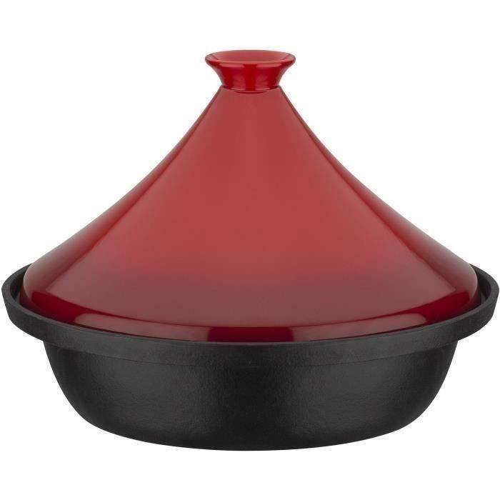 GSW Tajine - Massief Gietijzer - 30 x 22 cm - Keramisch Deksel - Geschikt voor Inductie - Rood-0