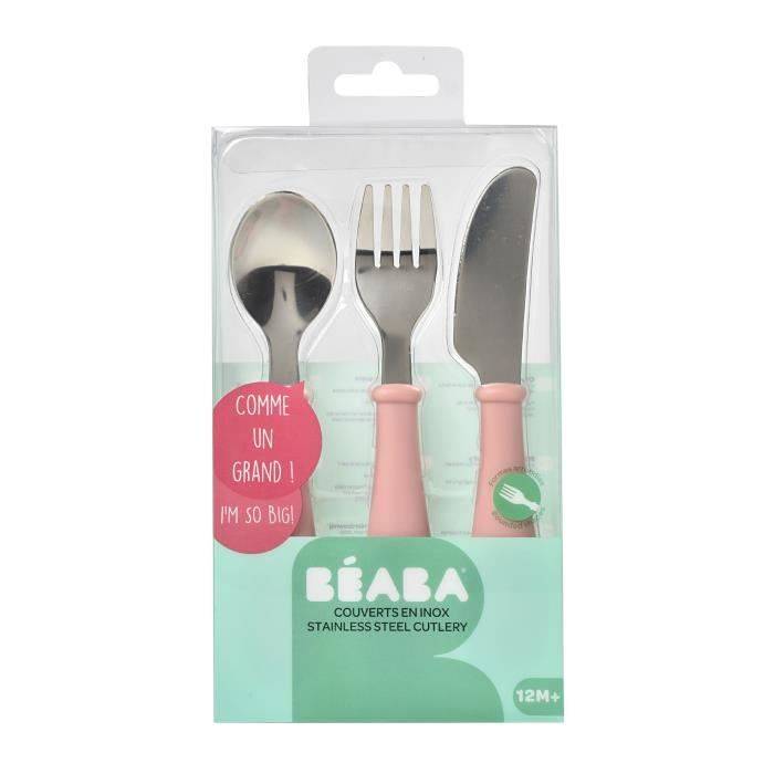 BEABA Bestekset 3-delig RVS Oud Roze voor Baby's 12 Maanden+-0