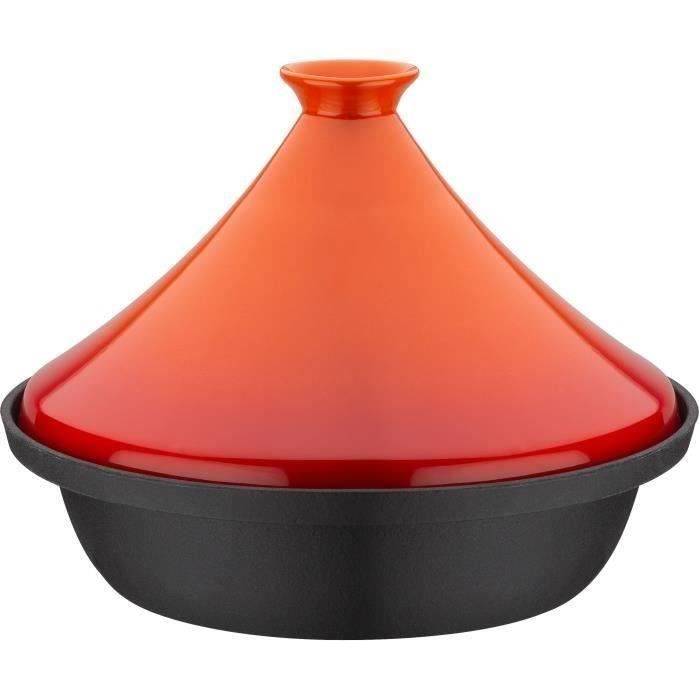 GSW Tagine - Massief Gietijzer - 30 x 22 cm - Inductie - Keramisch Deksel - Oranje-0