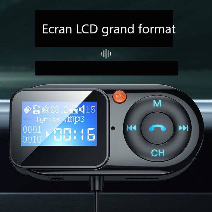 THOMSON Bluetooth FM Transmitter - 12/24V - Afstandsbediening - 1 m Spiraalkabel-2