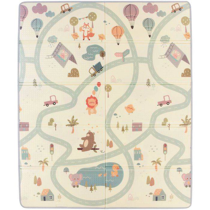 TINEO - Maxi Speelmat - Omkeerbaar - 150 x 180 cm - Dieren/ Autosnelweg-1
