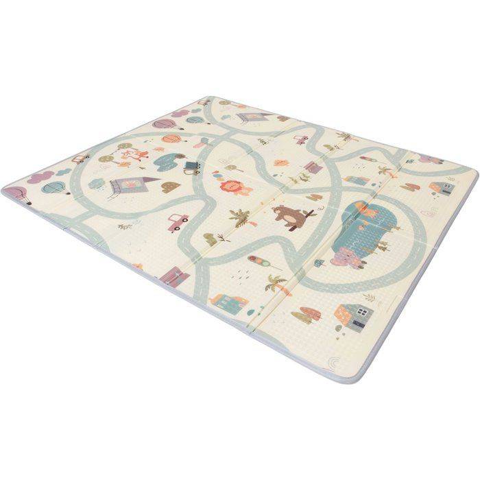 TINEO - Maxi Speelmat - Omkeerbaar - 150 x 180 cm - Dieren/ Autosnelweg-3