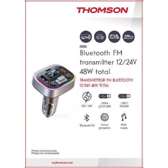 THOMSON Bluetooth FM Transmitter V5.4 - 12/24V - 48W - QC 3.0 & PD 30W-1