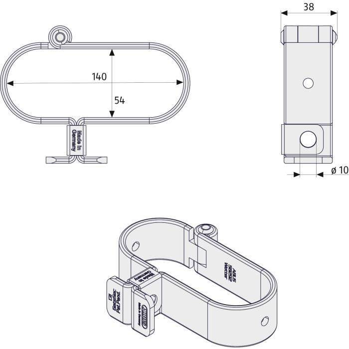 ABUS Hangslot Houder - 131/140 GateSec - Bescherming Bouwplaatshek - Gehard Staal-3