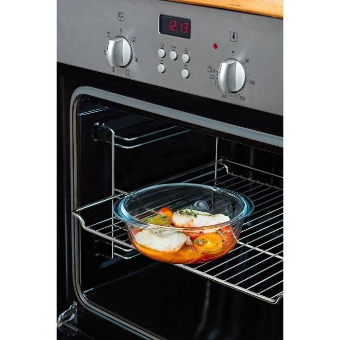 PYREX Set van 3 Lunchdozen - Cook & Heat - Glas - Rond - Luchtdichte Deksel met Stoomventiel - 1,1 L-1