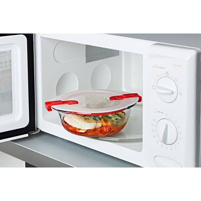 PYREX Set van 3 Lunchdozen - Cook & Heat - Glas - Rond - Luchtdichte Deksel met Stoomventiel - 1,1 L-2
