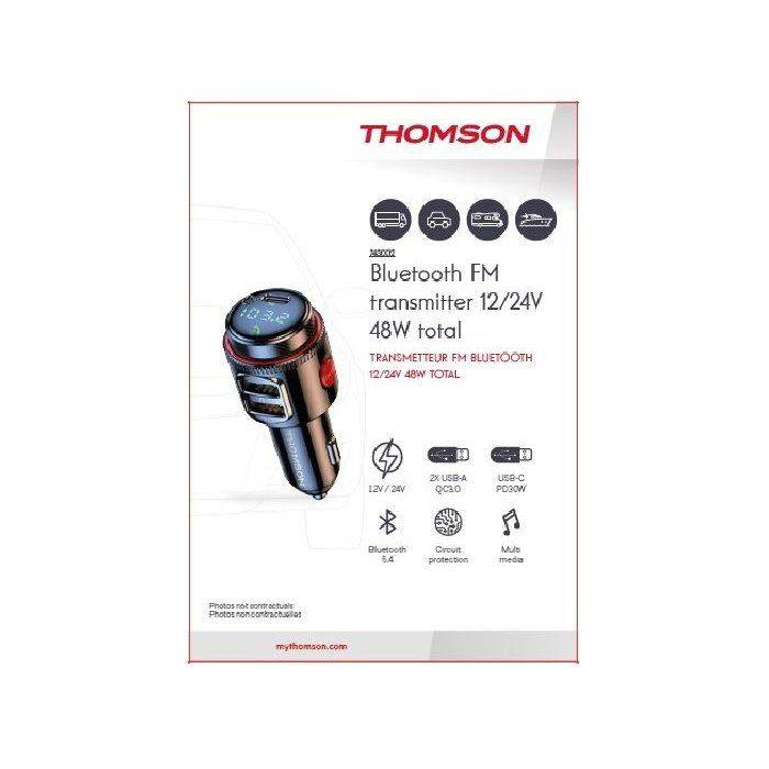 THOMSON Bluetooth FM Transmitter V5.4 - 12/24V - 48W - 2 USB-A QC 3.0 & PD 30W-1