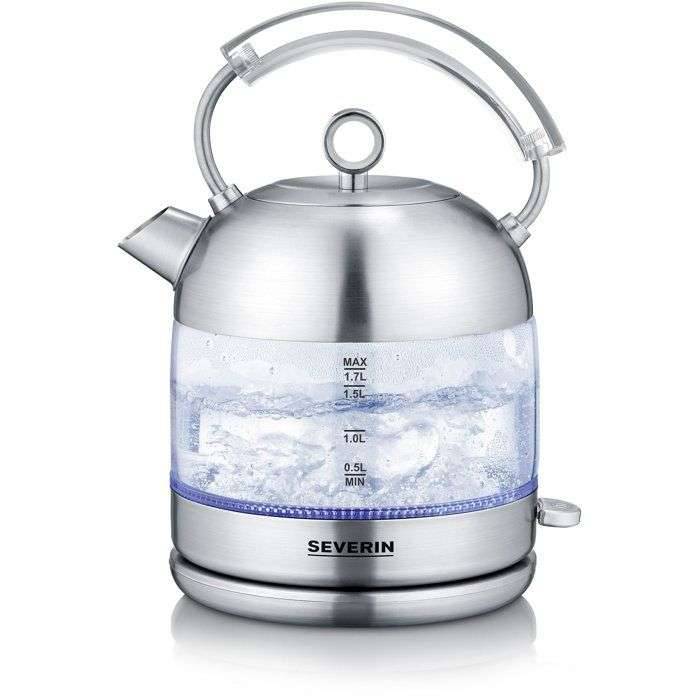 Retro glazen waterkoker - SEVERIN - WK3459 - 1,7 L - 2400 W - Snel opwarmen - Roestvrij staal-0