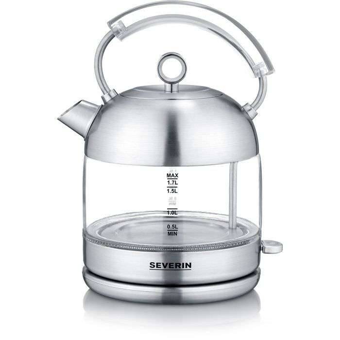 Retro glazen waterkoker - SEVERIN - WK3459 - 1,7 L - 2400 W - Snel opwarmen - Roestvrij staal-1