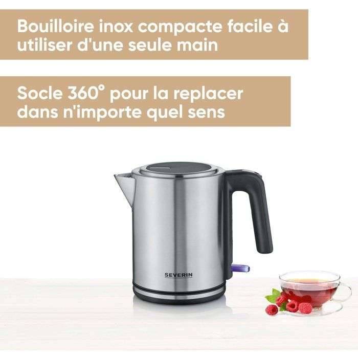 Compacte waterkoker van 1 liter met extra brede opening - SEVERIN - WK 3489 - 2400W, 360° draaibare voet, antikalkfil...-1